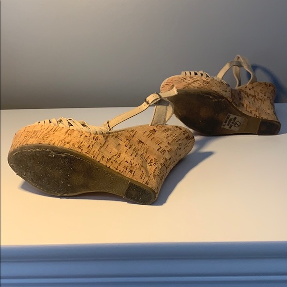 👡 Cute Soda Nude Cork Platform Wedge Pumps Size 7 - Picture 6 of 7